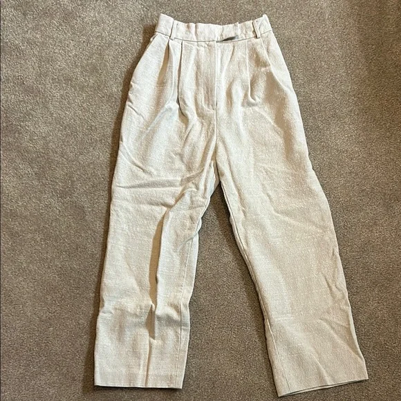 FRANKIE SHOP PLEATED LINEN BLEND PANTS - SAND - Picture 3 of 7